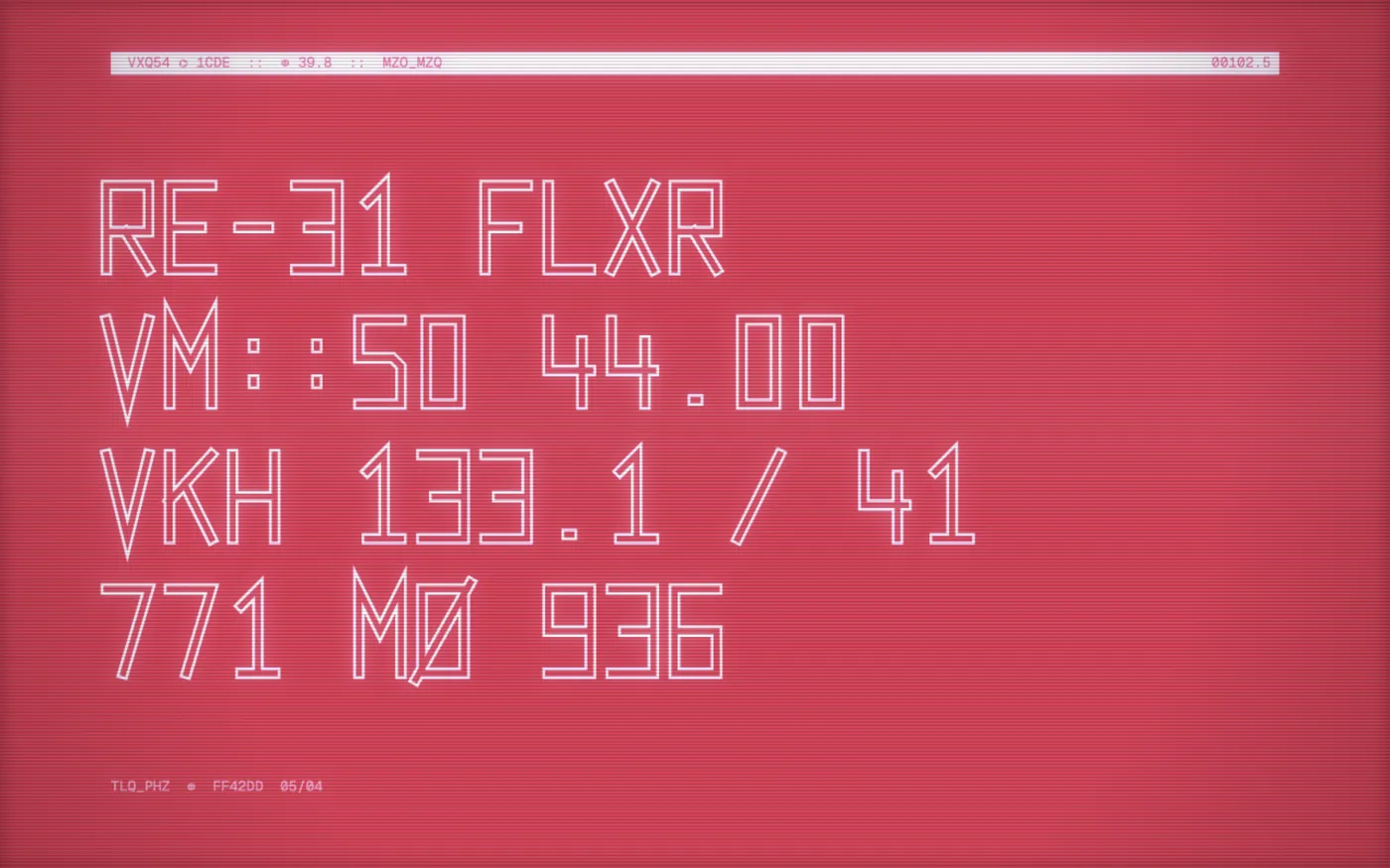 The Hull Code CRTScreen: huge outlined letters, on red