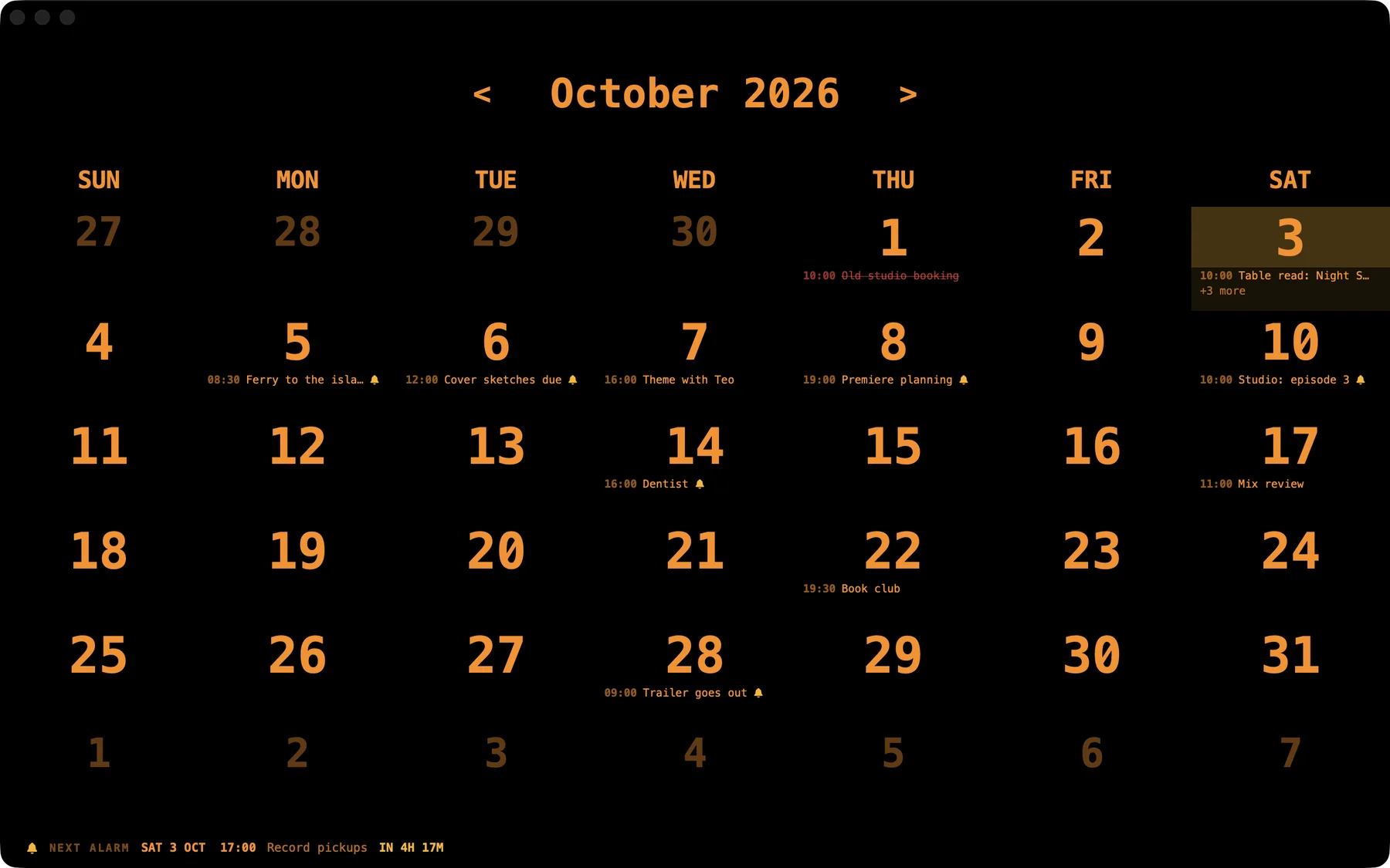 UltraCal: a busy October, in amber